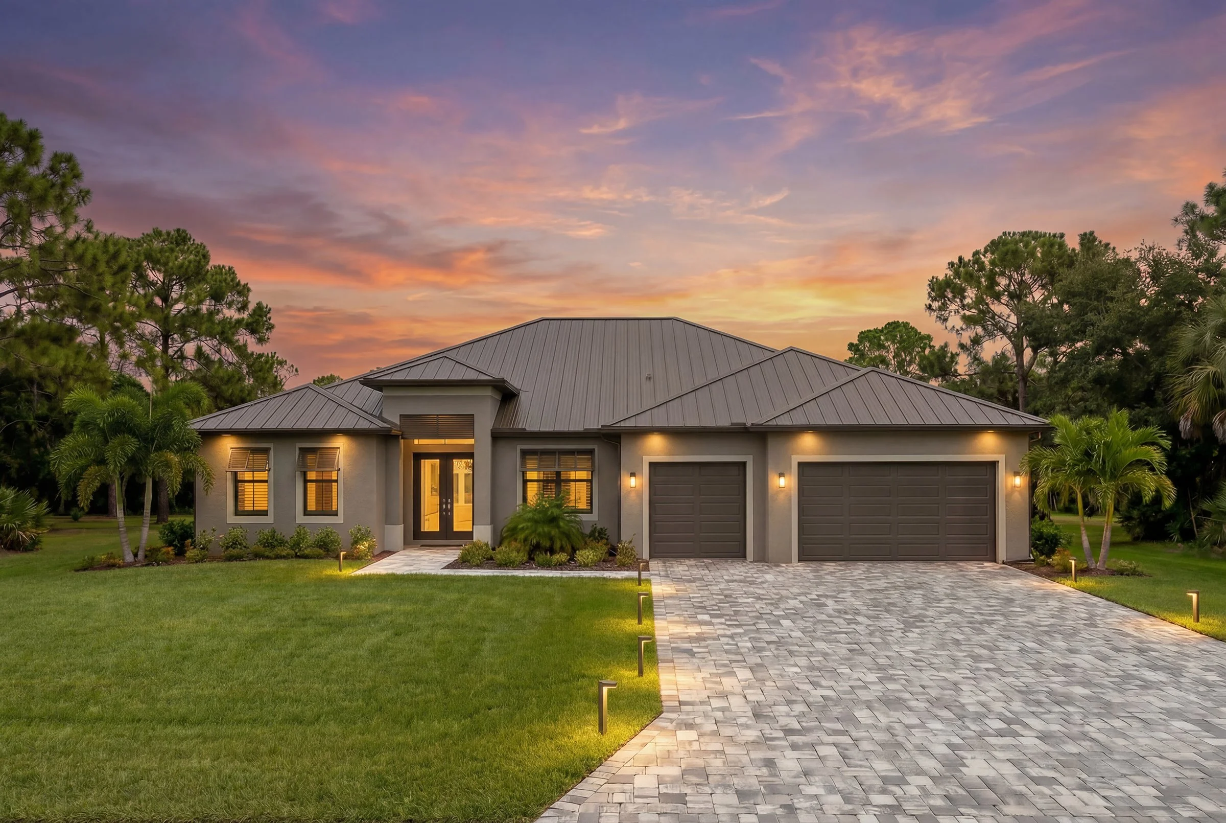 AI exterior rendering — New Age Sunset — Bluestream Design Studio