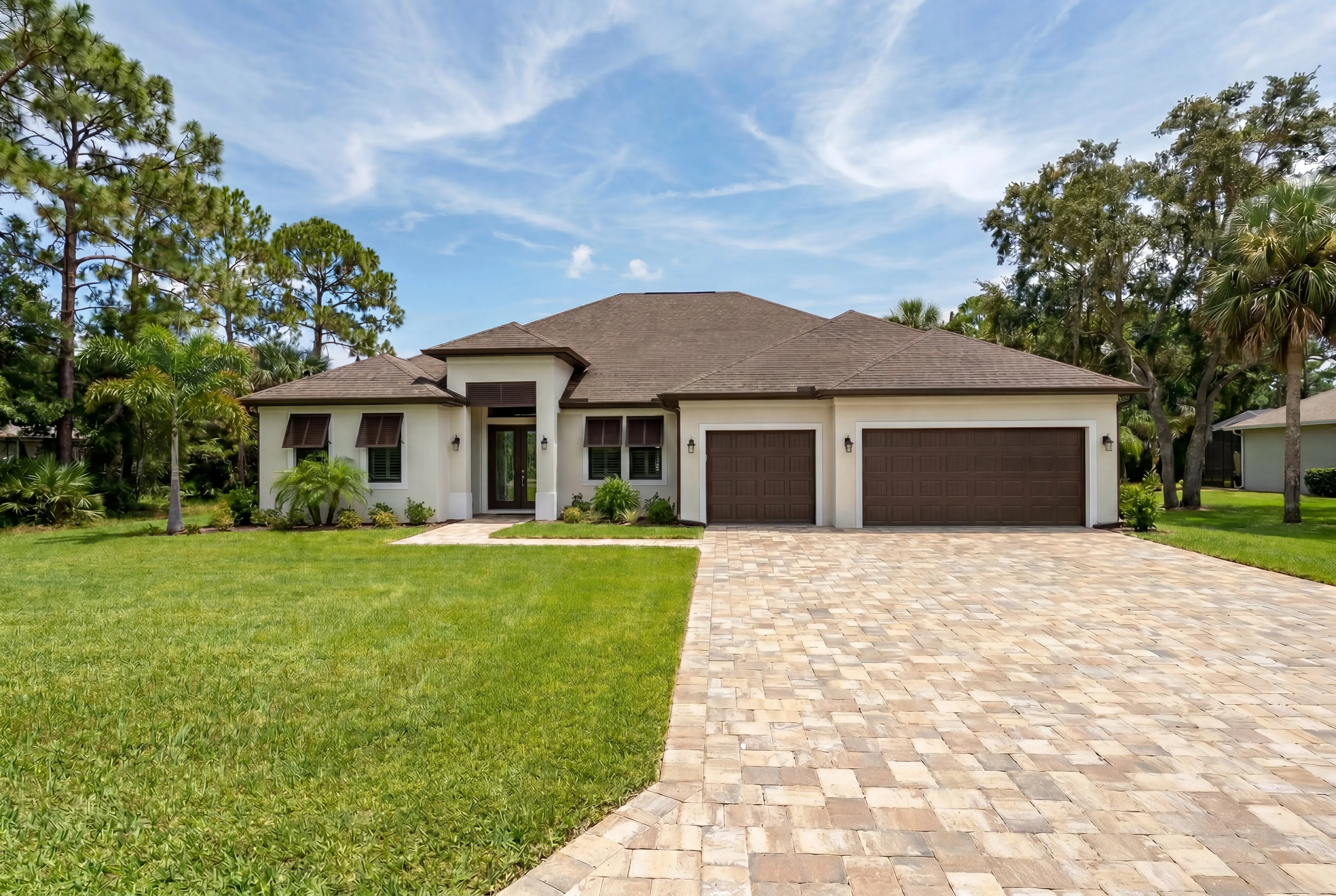 AI exterior rendering — Standard Tan Midday — Bluestream Design Studio