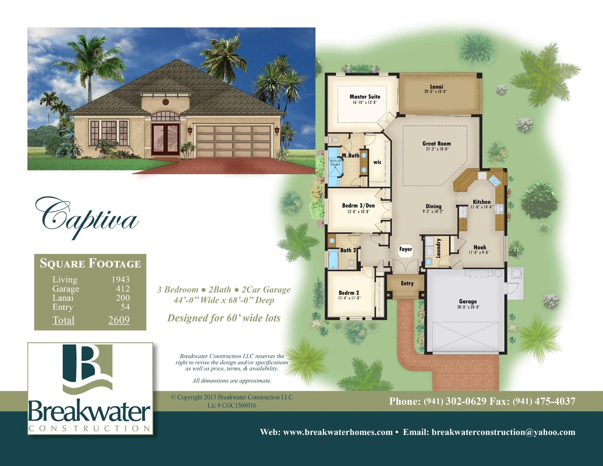 Captiva model home builder brochure — Florida homebuilder marketing materials design
