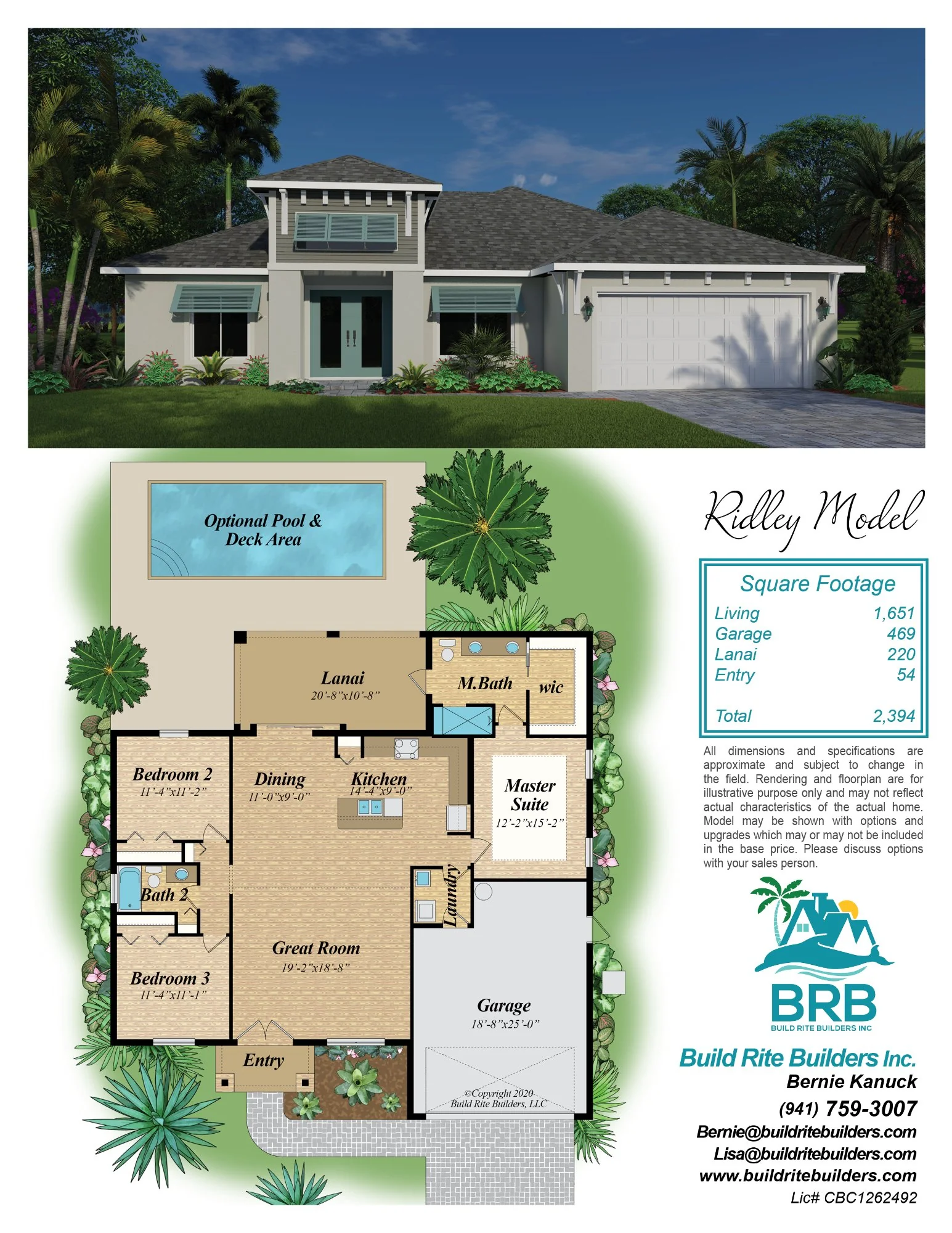 Ridley model home builder brochure — builder sell sheet and marketing materials