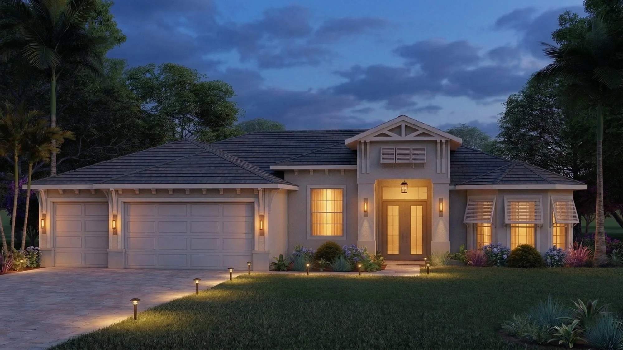 Coastal craftsman exterior 3D rendering