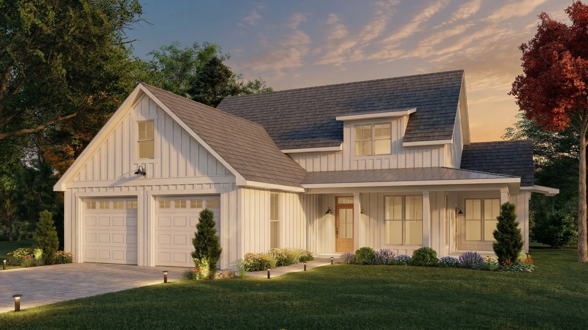 Farmhouse two story 3D rendering
