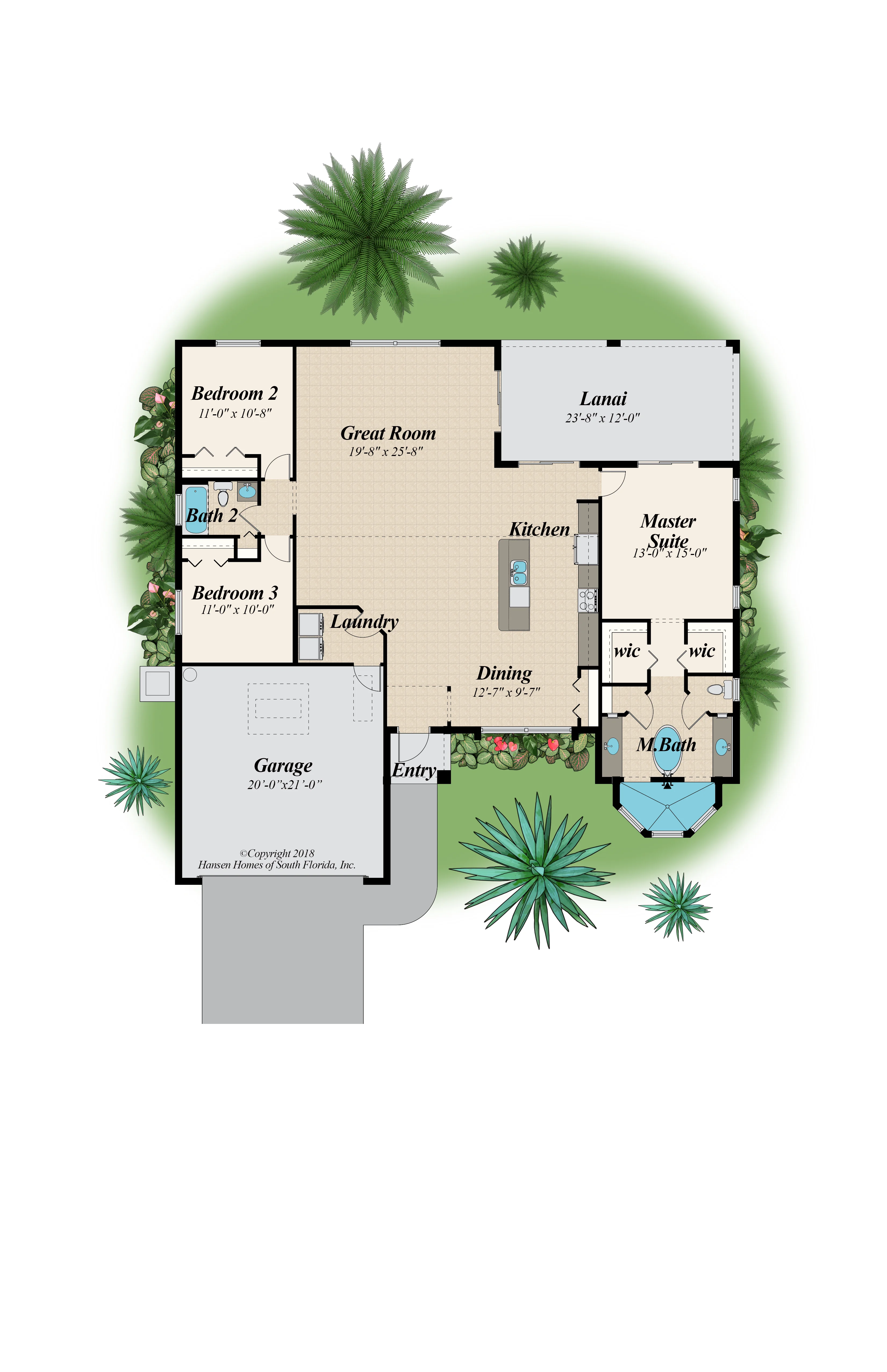 Color floor plan sample 02 — residential floor plan design services for builders and homeowners