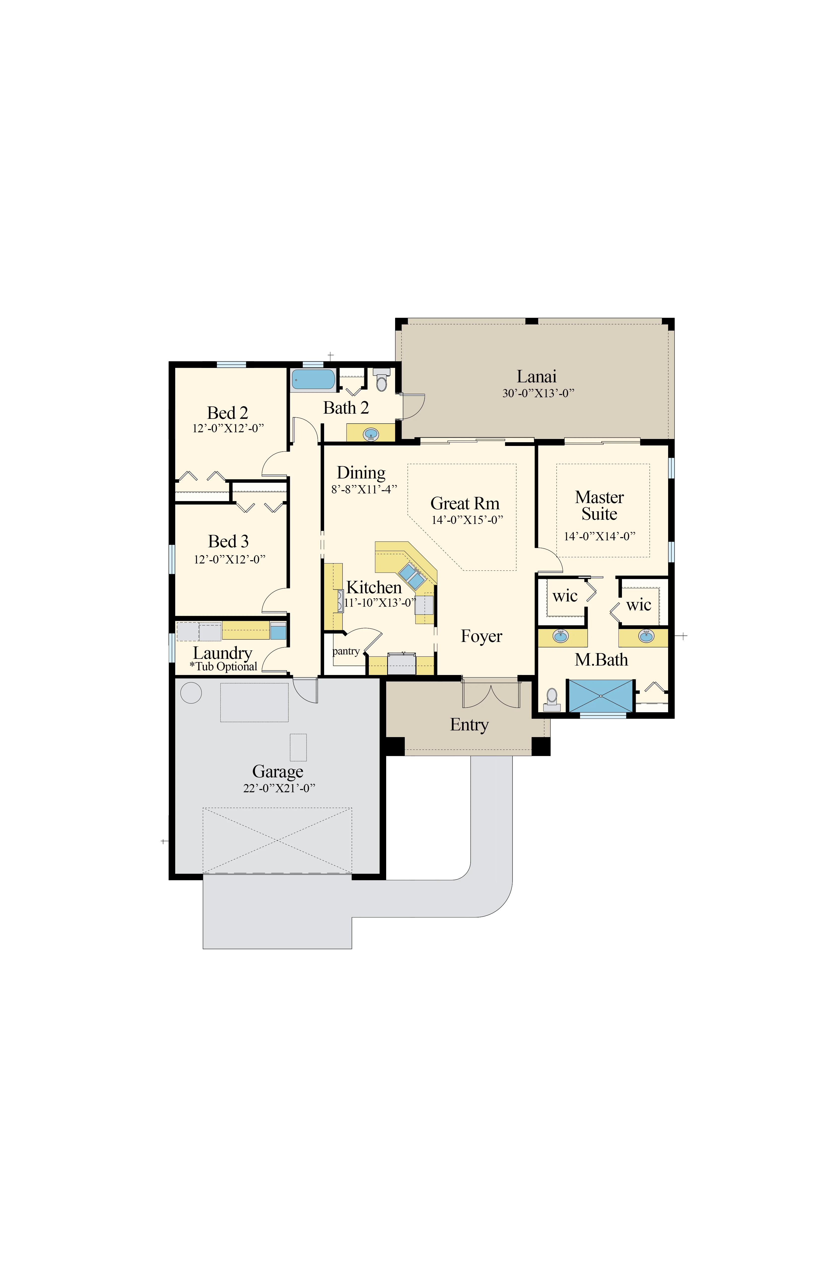 Color floor plan sample 13 — residential floor plan design services for builders and homeowners
