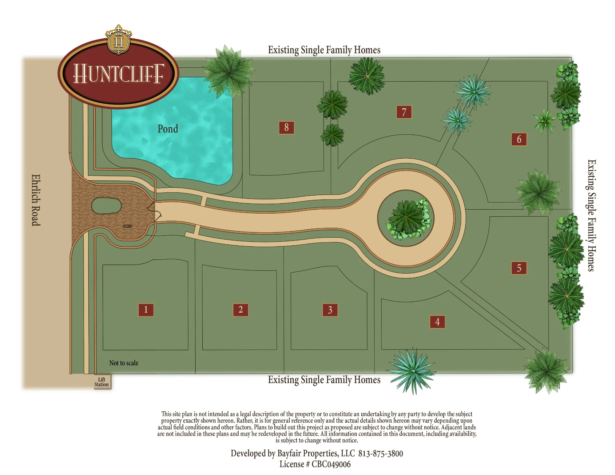 Huntcliff color site plan — residential community site plan design and rendering