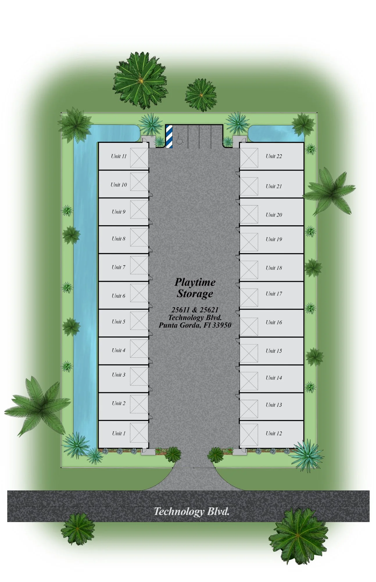 Multi-family development color site plan — community and subdivision site plan rendering